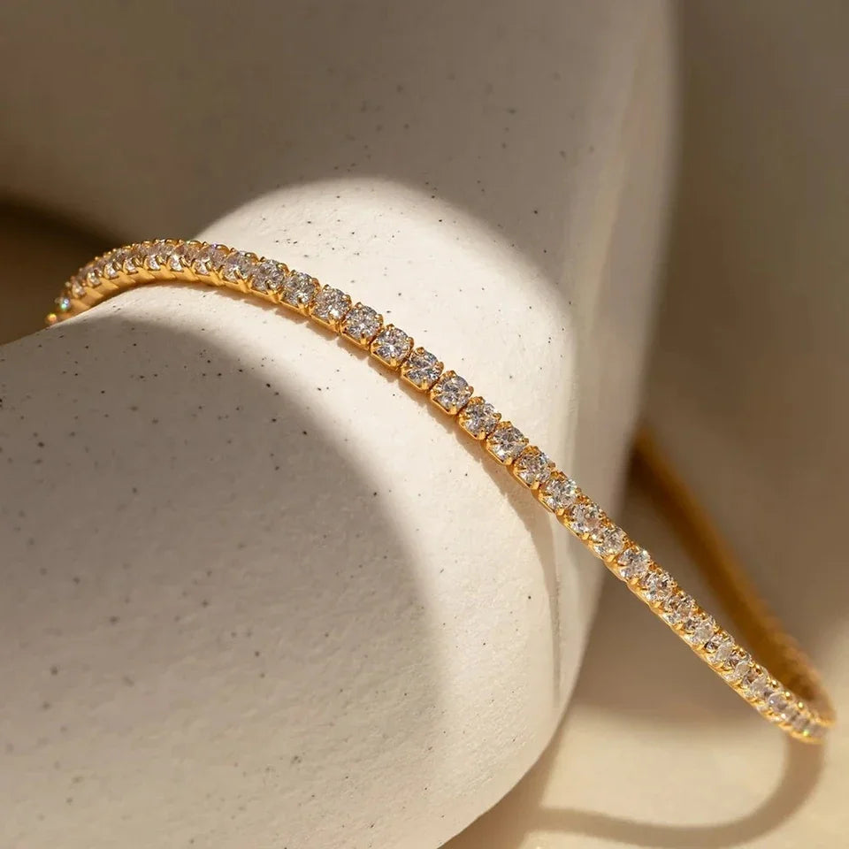 European and American Fashion Niche Single Row Drill Bracelet Round Zircon Tennis Bracelet Bracelet Hand Jewelry
