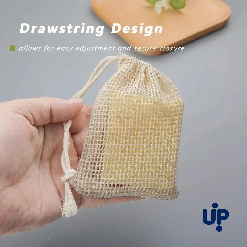 Eco-Friendly Handmade Natural Cotton Soap Saver Bag Mesh Soap Pouch for Body Cleansing And Skincare