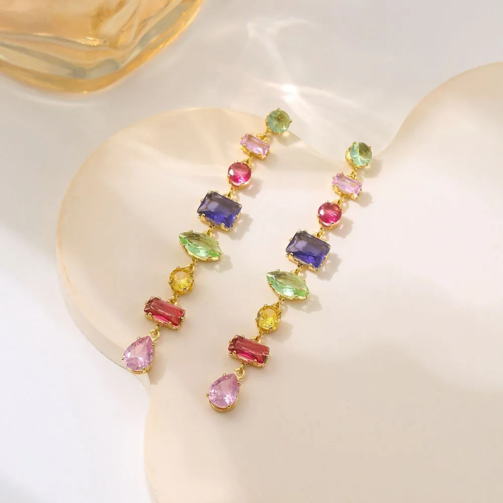 Luxury Colourful Crystal Zircon Necklace for Women Fashion Party Jewelry Accessory Ladies Elegant Zircon Jewelry
