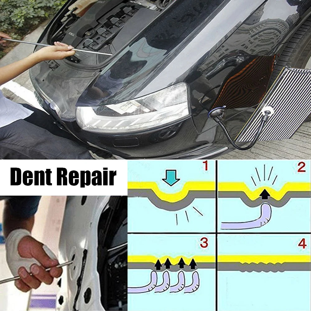 Car Dent Repair Stainless Steel Rods Hooks Crowbar Kit for Automotive Body Dent Removal Hail Dings Tools