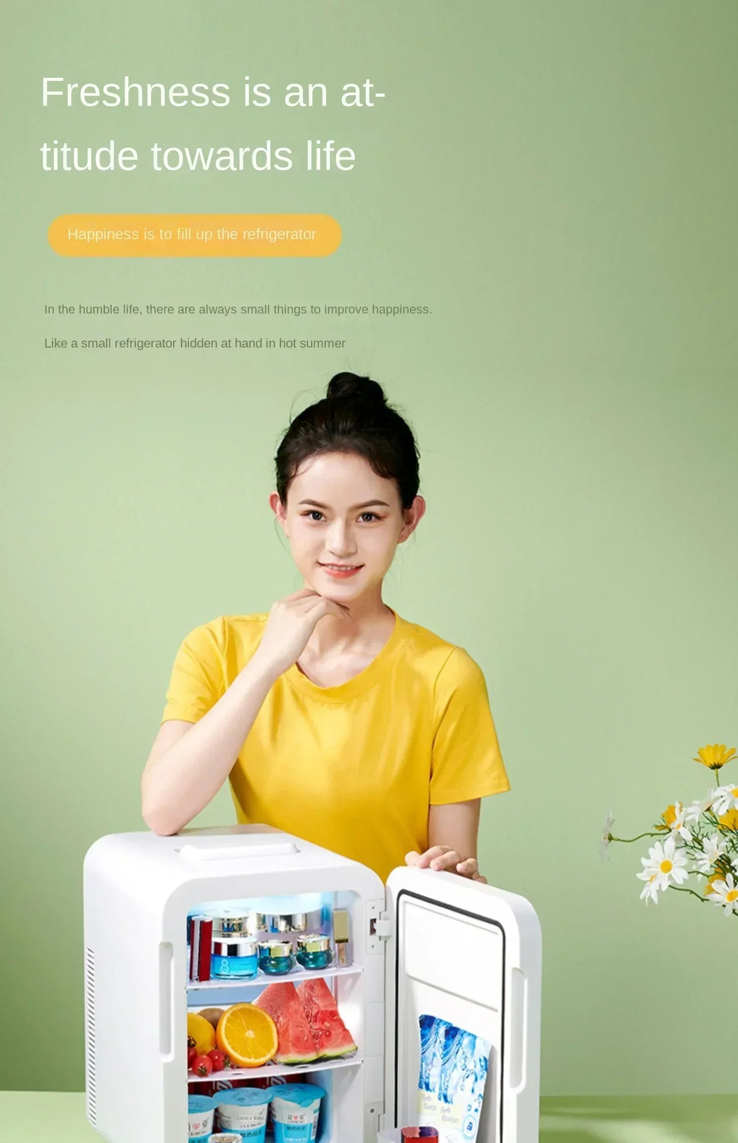 220V Mini Refrigerator Small Household Dormitory Car Mounted Refrigerator Mini Student Refrigeration Single Person Small  AG
