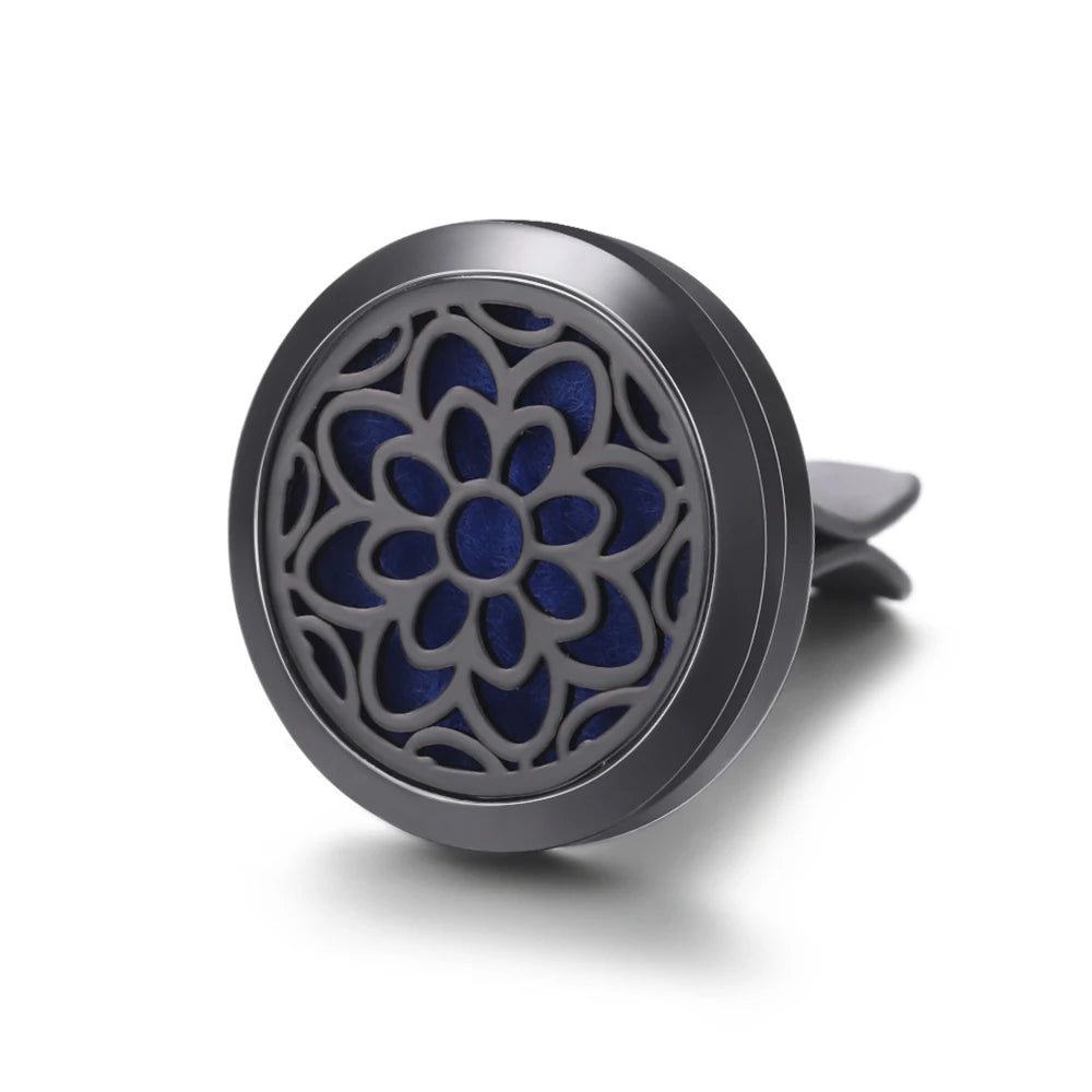 New Car Air Freshener Diffuser Clip Black Hollow Pattern Aromatherapy Lockets Essential Oil Perfume Pendant Car Ornaments Gift