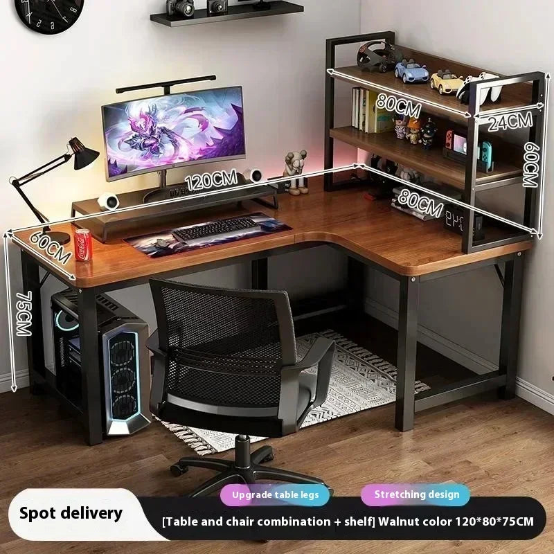 47 in Computer Desk with Drawer, Storage Cabinet Shelve, L Shape Home Office Reversible Study Table, Wood Executive Writing Desk