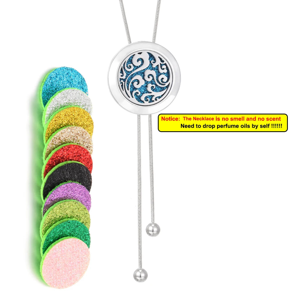 Tree Of Life Aromatherapy Necklace Spiral Open Perfume Locket Essential Oil Diffuser Tassel Pendant Necklace Aroma Jewelry Gift