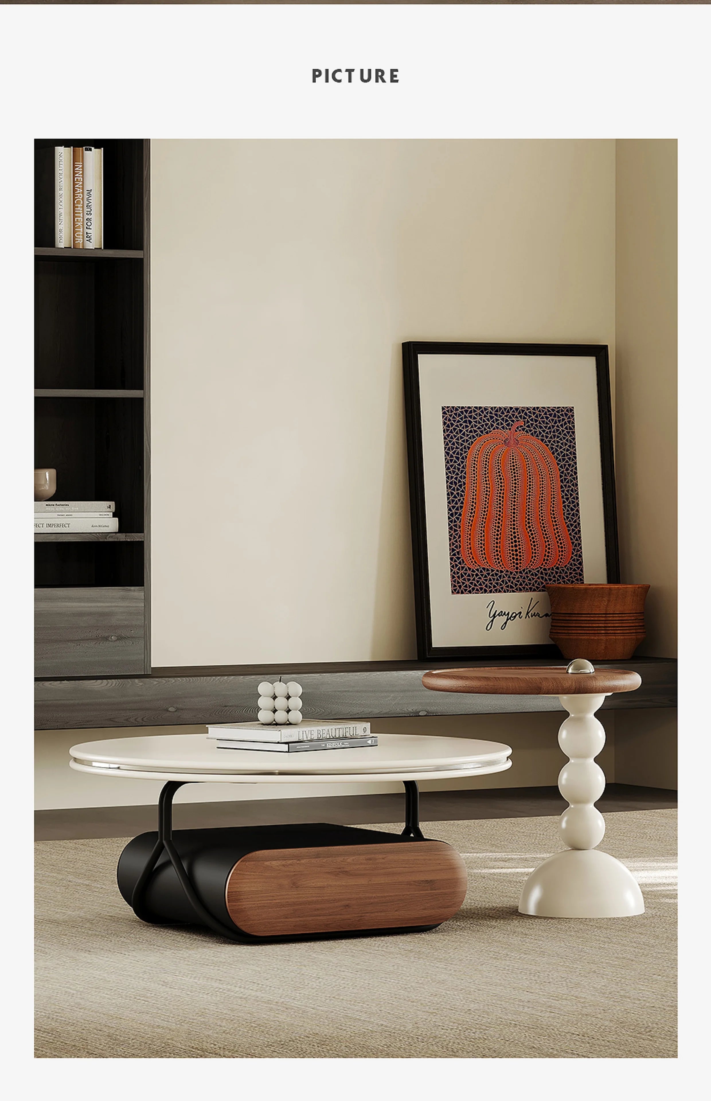 Round Luxury Coffee Table Corner Designer Cool Minimalist Tables Books Premium Mesas De Centro Para Sala Home Furniture