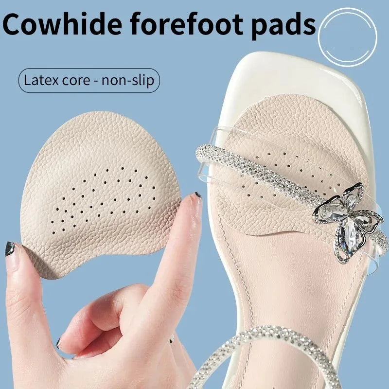 4PCS Sandals Anti-slip Stickers Leather Forefoot Pad Women High Heels Pain Relief Insert Insoles Toe Cushion Foot Care Shoes Pad