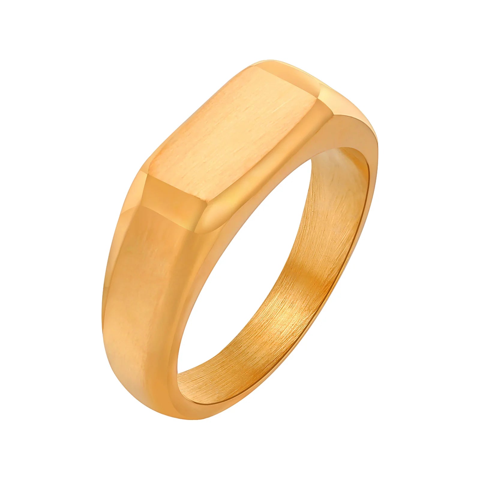 Vintage Punk Natural Red Stone Ring for Men, Gold Plated Stainless Steel Chunky Signet Ring, High Quality Fashion Jewelry Gift
