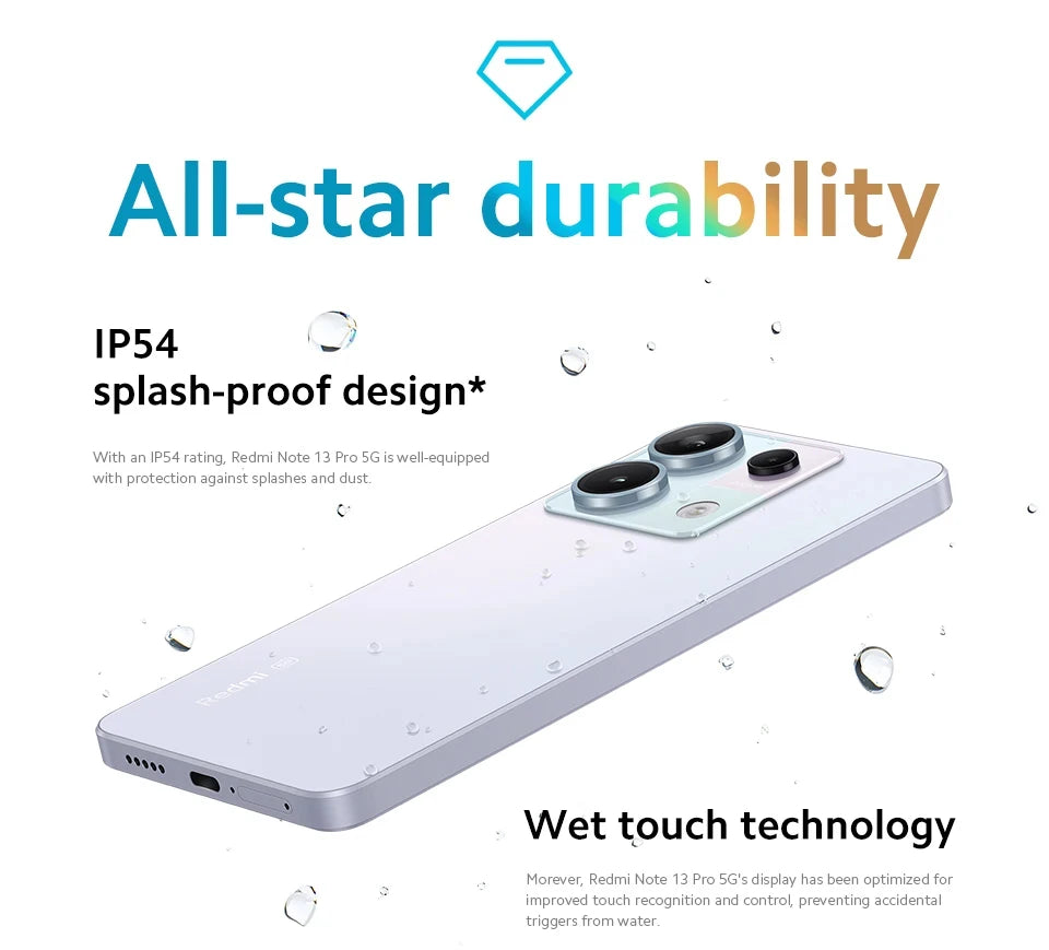 Global Firmware Xiaomi Redmi Note 13 Pro 5G Smartphone 128GB/256GB ROM Snapdragon 7s Gen 2 67W Turbo Used Phones no charger