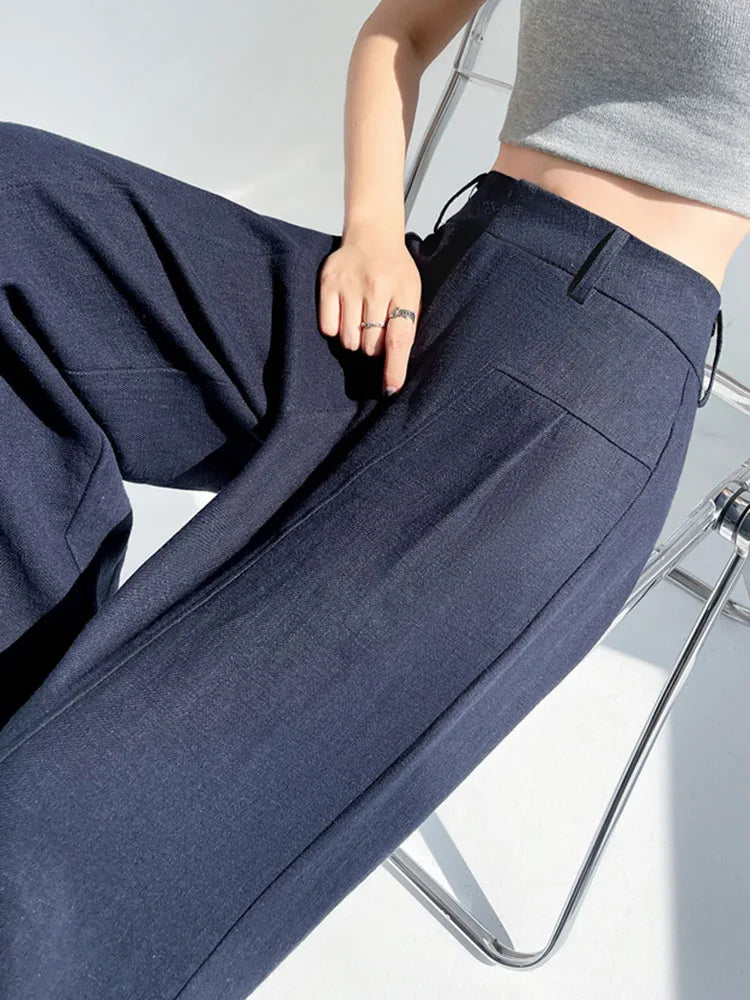 Summer White Pants For Women Cotton Formal High Waist Wide Leg Trousers Ladies Elegant Summer Women's Pants Straight Leg Office