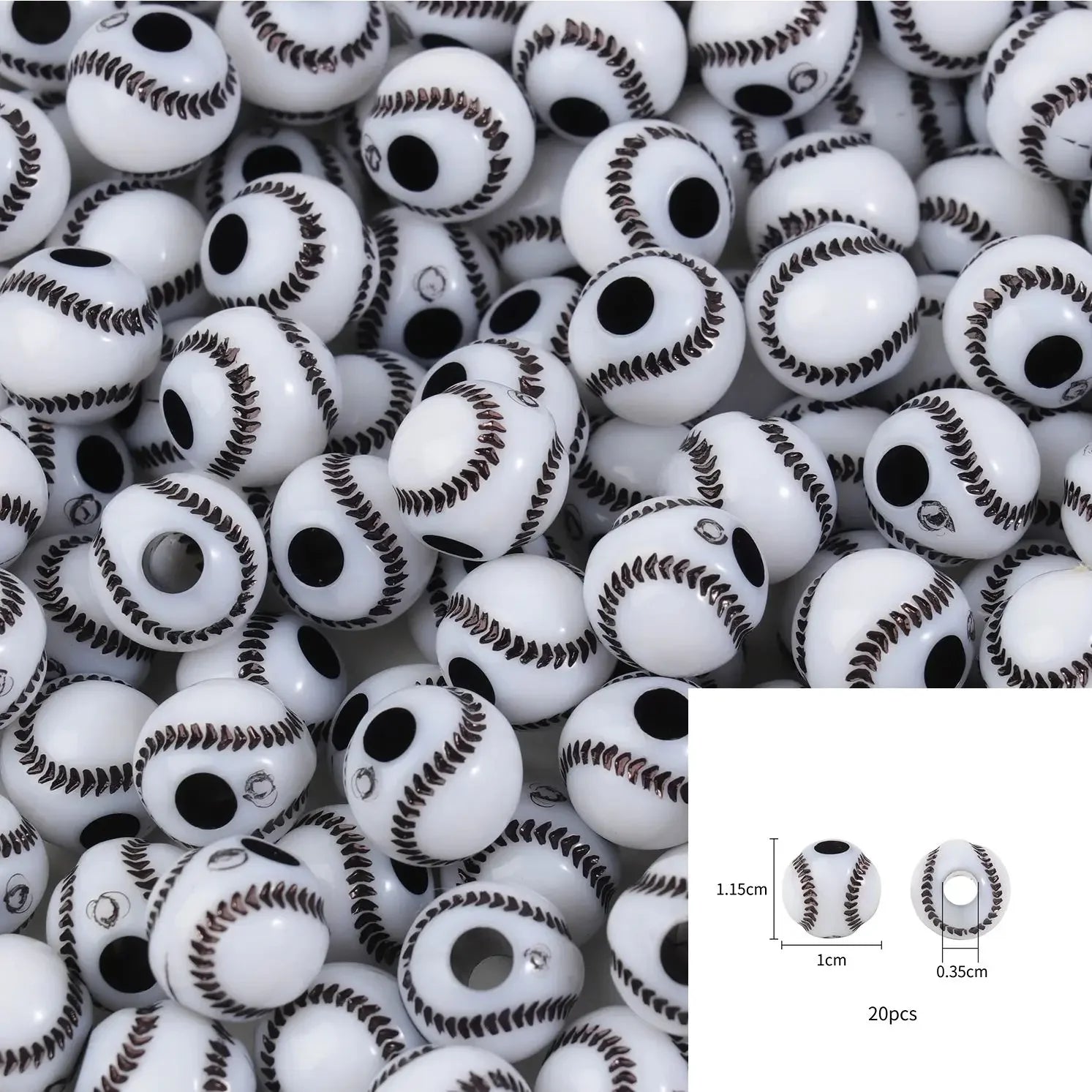 20/50Pcs Sport Basketball Baseball Tennis Beads Spacer Acrylic Beads For Making Bracelet Necklace DIY Craft Jewelry Supplies