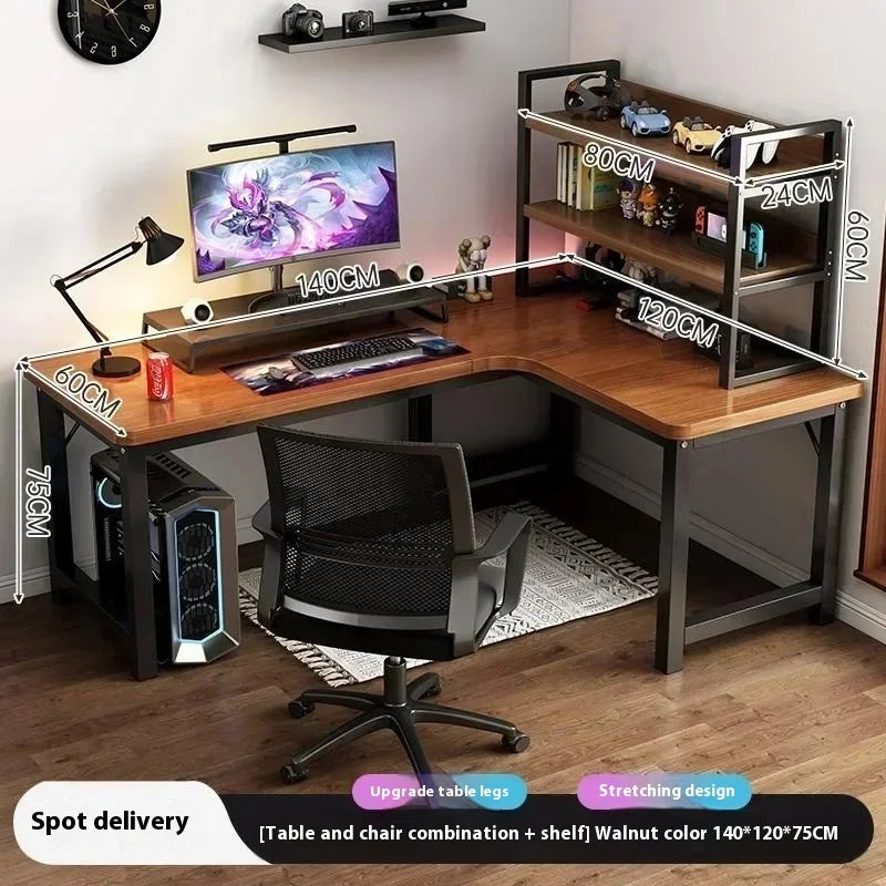 47 in Computer Desk with Drawer, Storage Cabinet Shelve, L Shape Home Office Reversible Study Table, Wood Executive Writing Desk