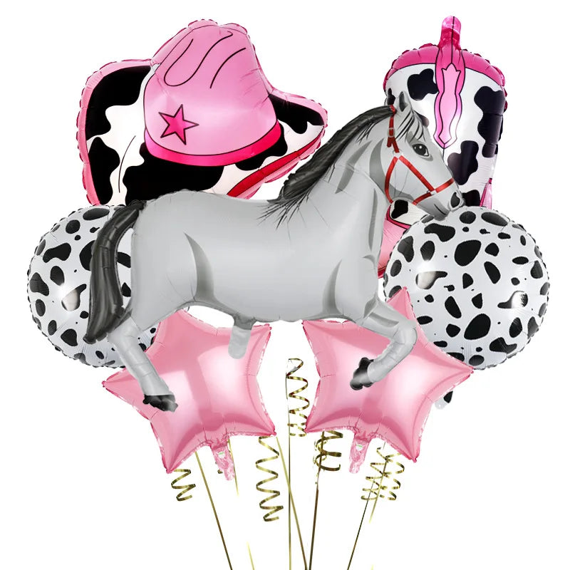 7Pcs/Set Western Cowboy Party Aluminum Film Balloon Set Cowboy Hat Boots Western Birthday Theme Balloon
