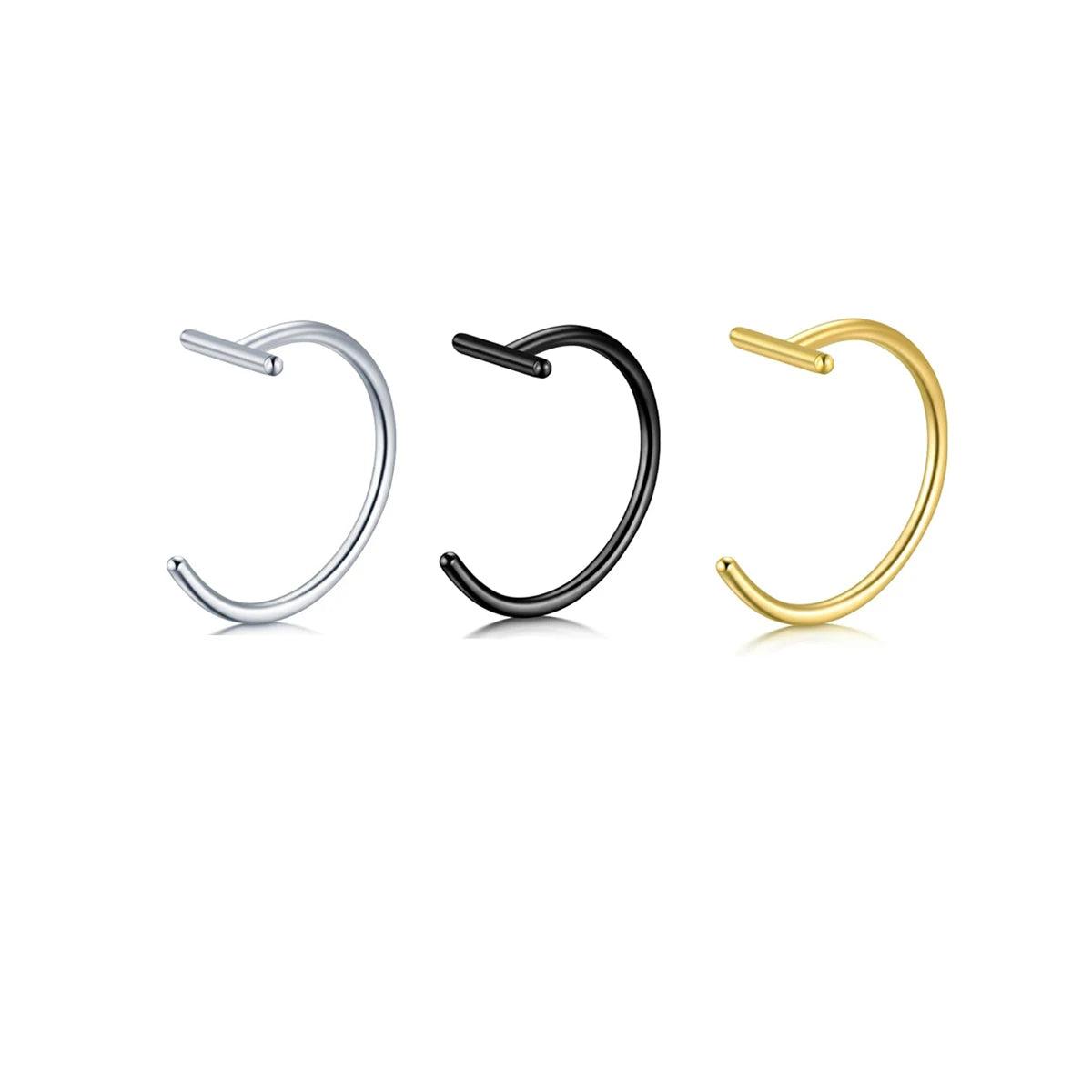 18G Clip-On Fake Lip Ring Stainless Steel Hypoallergenic Punk Non Piercing Lip Hoop 18K Gold Plated Cartilage Conch Cuff Earring