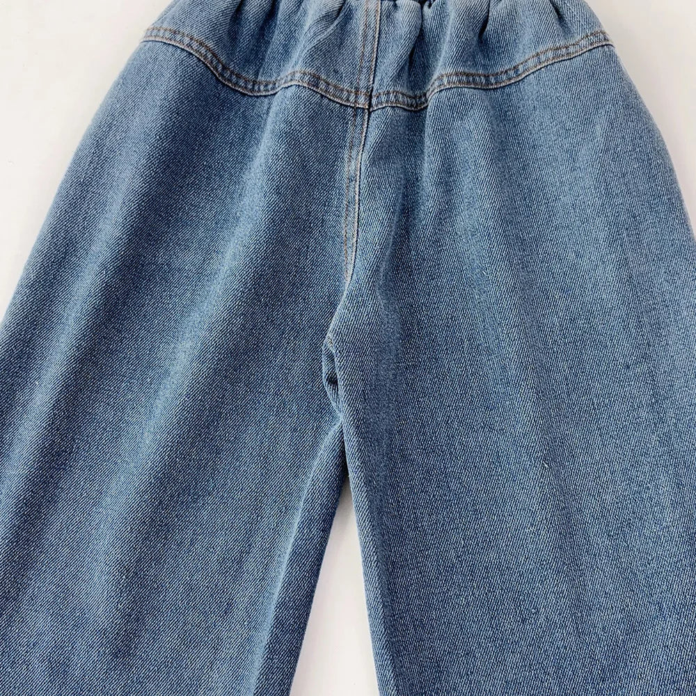 Bear Leader Summer New Blue Jeans 2-7-year-old Simple Kids Clothes Girls Korean Edition Fashion Lace Decoration Casual Pants