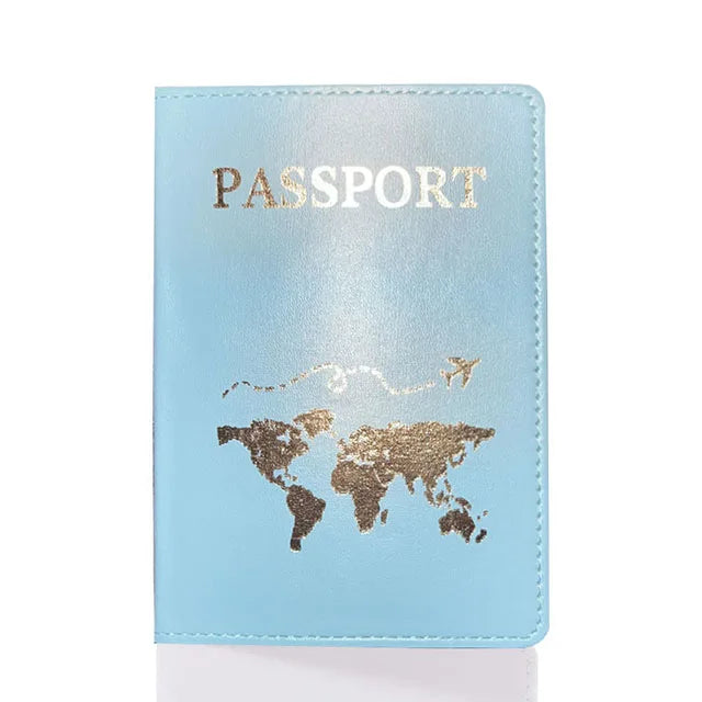 Lover The World Map Passport Cover Hot Stamping Simple Plane Women Men Travel Passport  Case Holder Fashion Wedding Gift