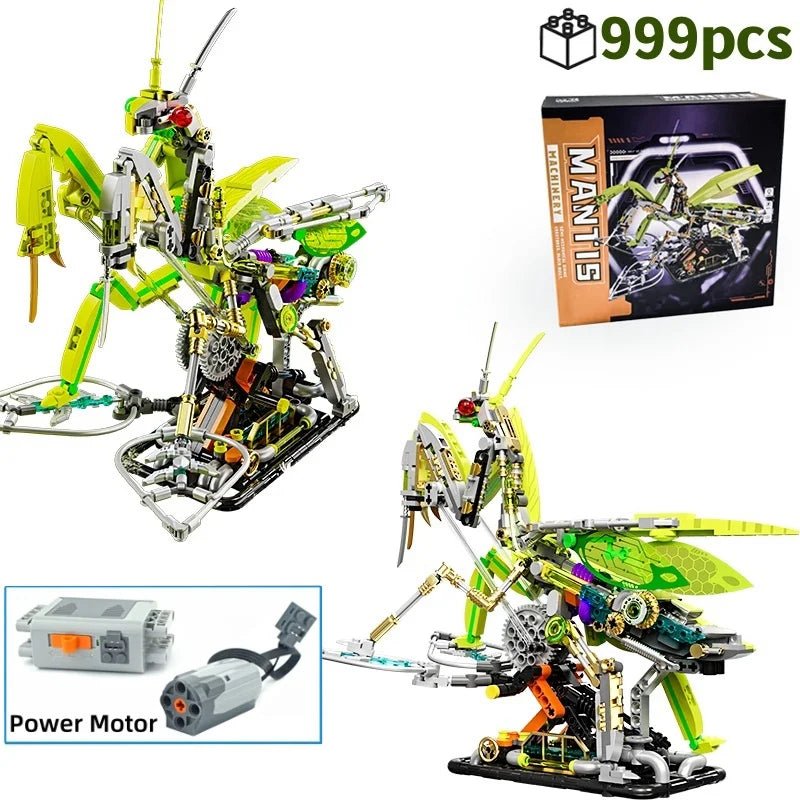 MOC Creative Mechanical Mantis Building Blocks Set  Insect Power Moto Model Kit DIY Assembly Bricks Toys Kids Birthday Gift