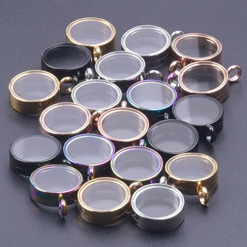 1Pc Stainless Steel Round Reliquary Photo Coin Holder Locket Pendant Openable Glass Cremation Urn Relicario Colgantes Jewelry