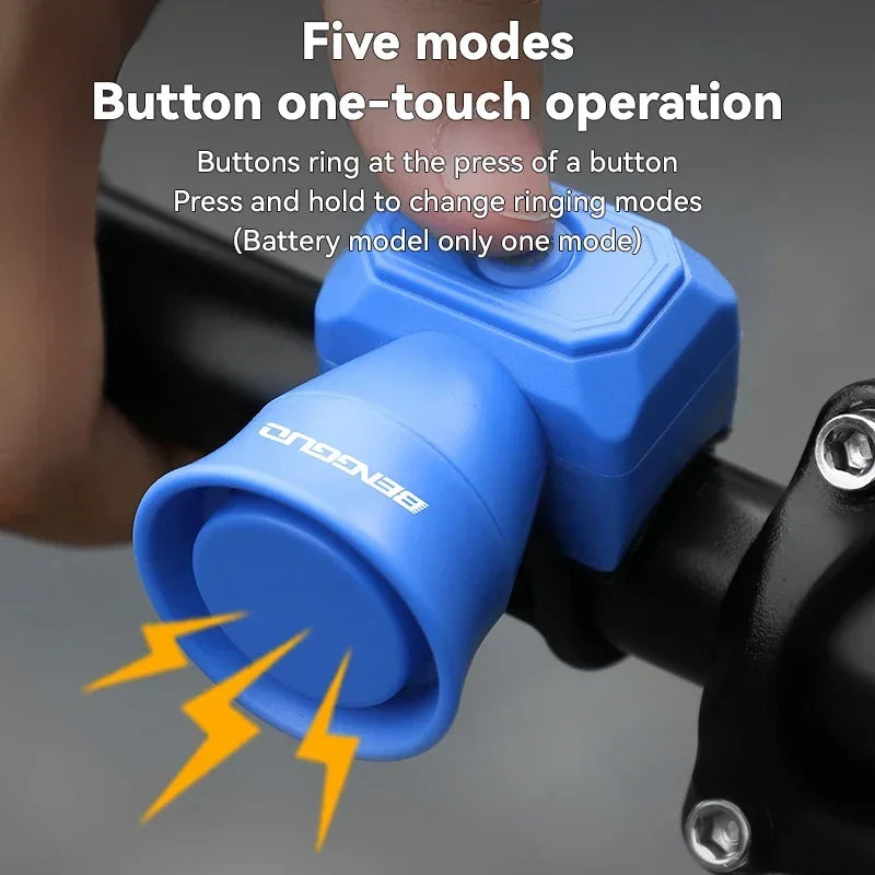 Bicycle Horn Mountain Bike Battery/USB Charging Waterproof Electronic Bike Bell Riding Equipment Children's Scooter Accessories