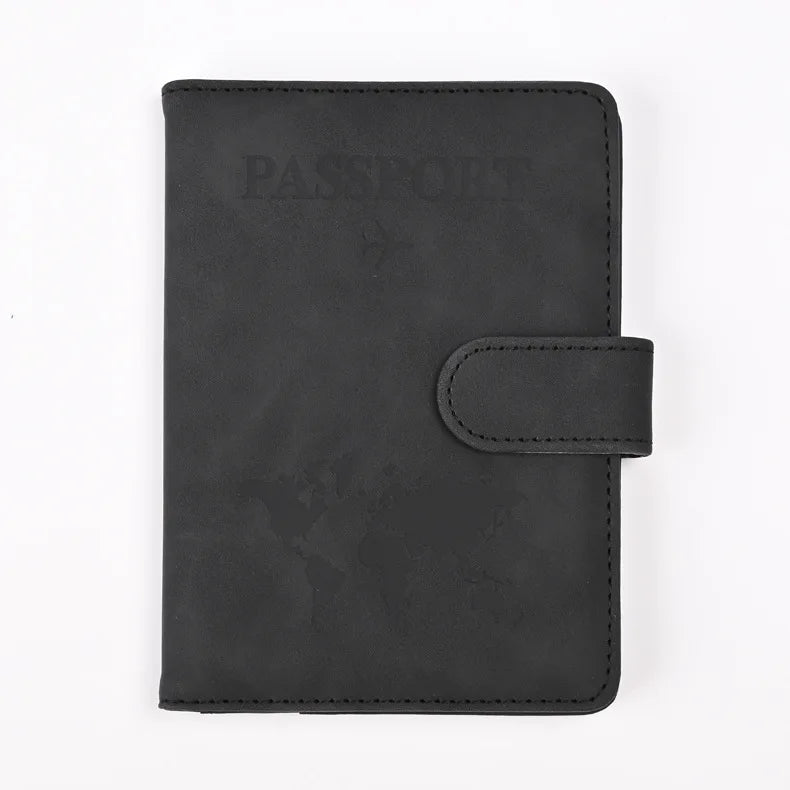 Leather Passport Holder Travel Wallet with ID Credit Card Slot PU Leather Passport Covers Case RFID Blocking Passport Protector