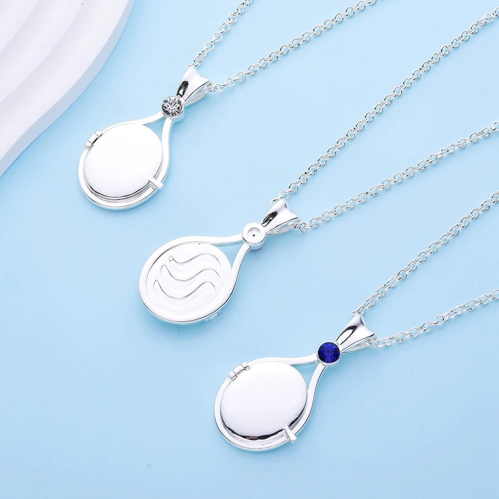 H2O Locket Pendant Necklace Mermaid Silver Color with Crystal Just Add Water Necklaces TV Movies Jewelry for Women Girls