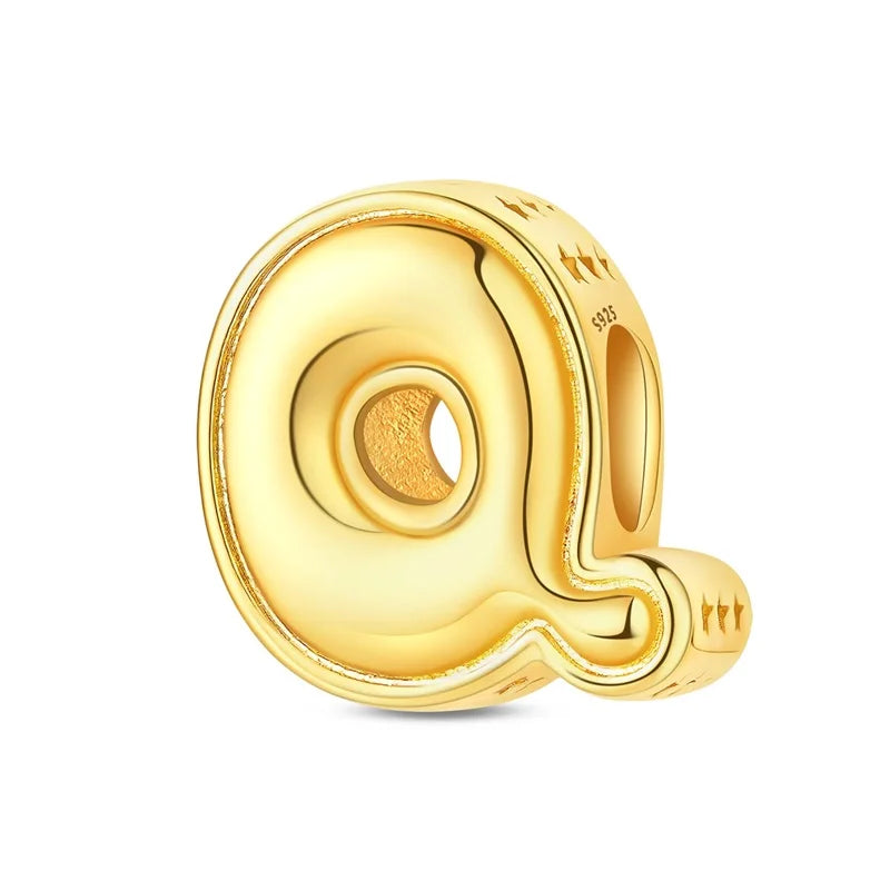 New Hot Sales 925 Sterling Silver 26 Golden Letters Charms Bead Fit Original Bracelet DIY Women Birthday Jewelry Gifts