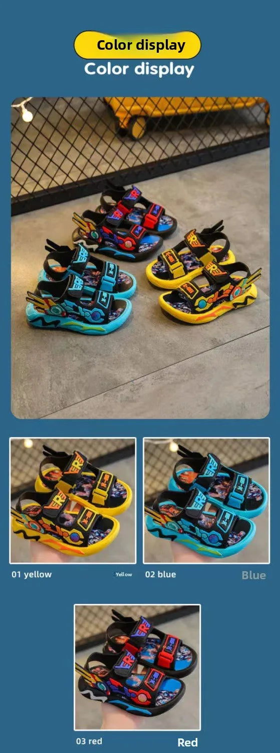 Boys Sandals 1-12 Year Old Soft Sole Anti Slip Sandals Cartoon Outwear Small and Medium Sized Children Beach Sandal