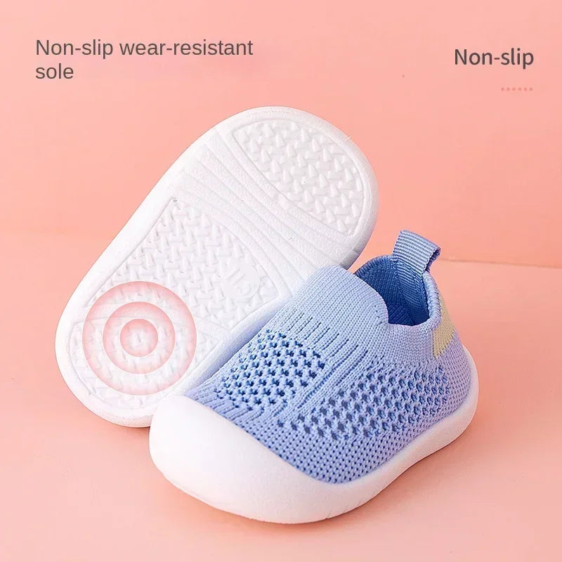 Breathable Knit Mesh Walking Shoes for Kids Spring Summer Soft Sole Anti-Collision Unisex Pastel Casual Sneakers Toddlers 1-3Y