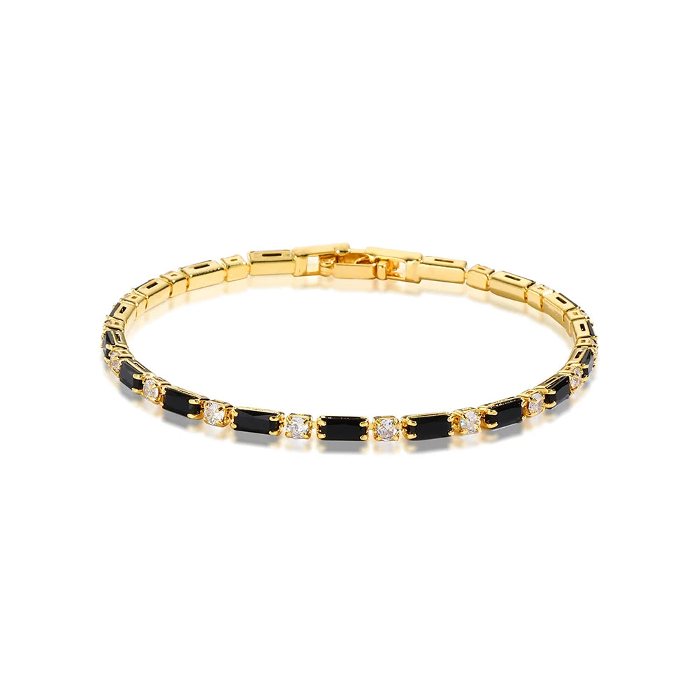 Black Crystal Tennis Bracelets for Women & Men Luxury Iced Out Cubic Zirconia Adjustable Bracelet on Hand Hippie Jewelry