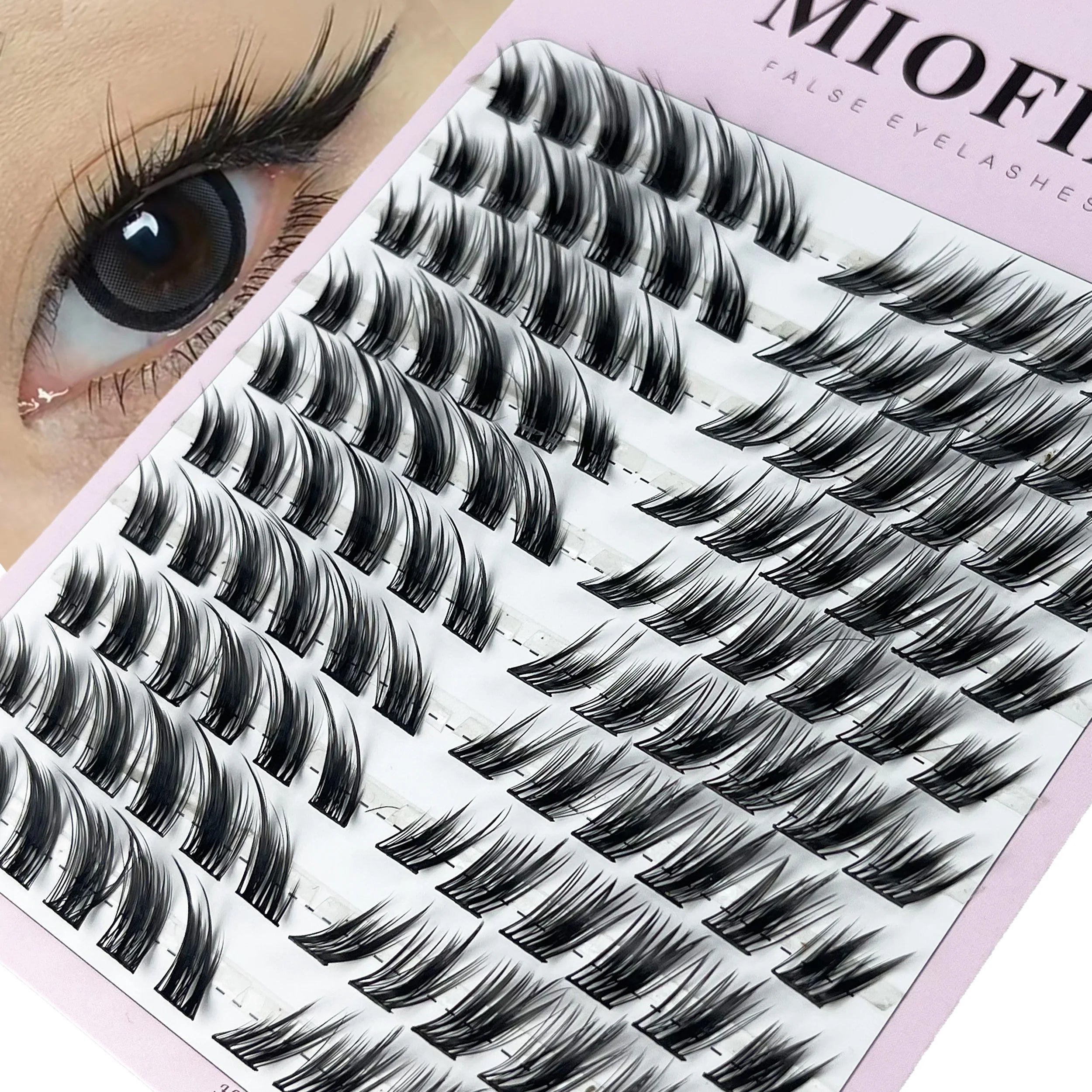 1/box 120 bundles Mink False Eyelash Natural Fishtail Lash 3D Russian Individual Eyelash Extension Cluster Makeup Tool Wholesale