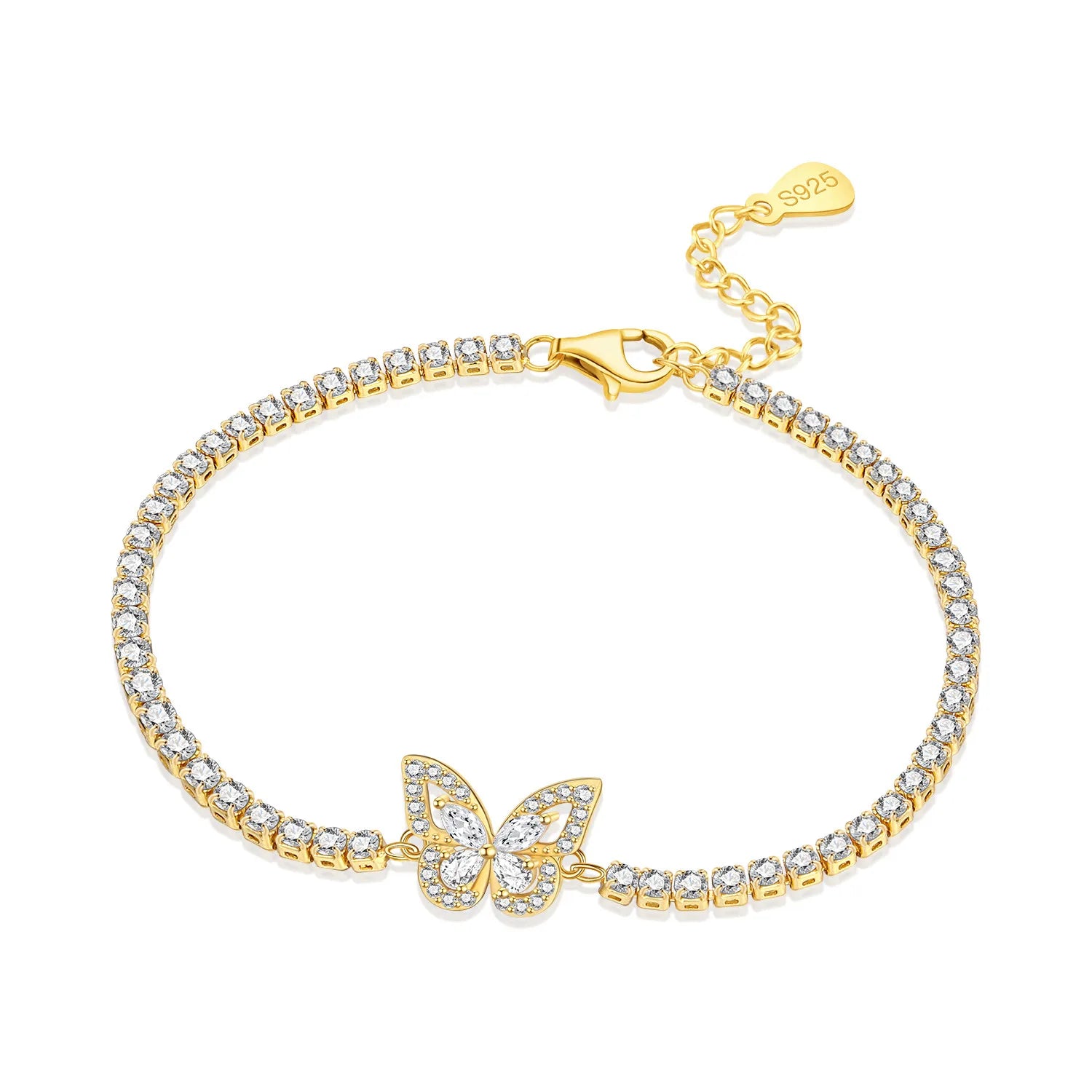 Original 925 Sterling Silver Zirconia Tennis Chain Bracelet for Women Adjustable Gold Color Hot Sale Ideal Birthday Party Gifts