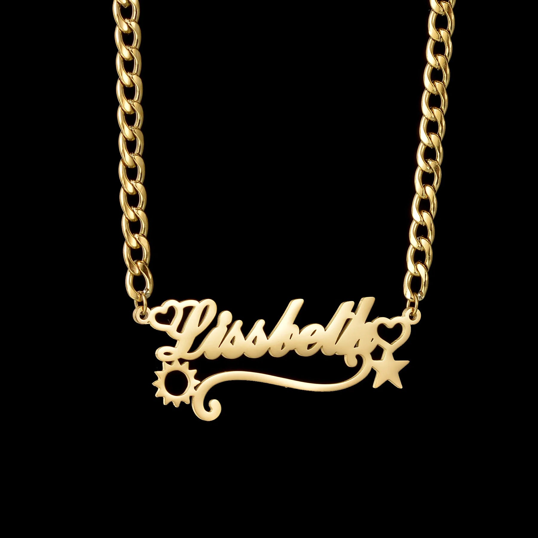 Atoztide Custom Name Necklaces Personalized Stainless Steel 4mm NK Cuban Thick Chain Pendant Letter for Women Jewelry Gift 
