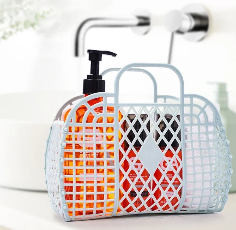 Detachable Shower Plastic Bath Bathroom Hollow Wash Storage Shopping Basket Home Storage Organization