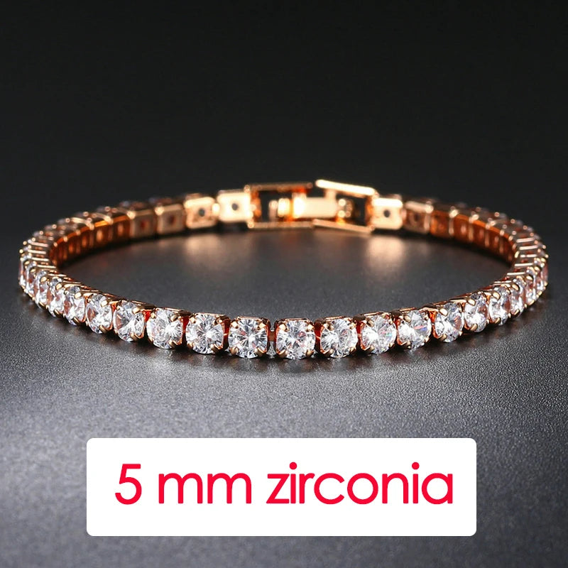 Hip Hop Iced Out 3/4/5mm Crystal Tennis Bracelet for Men Homme Punk Zirconia Women's Chain on Hand Streetwear Trendy Jewelry