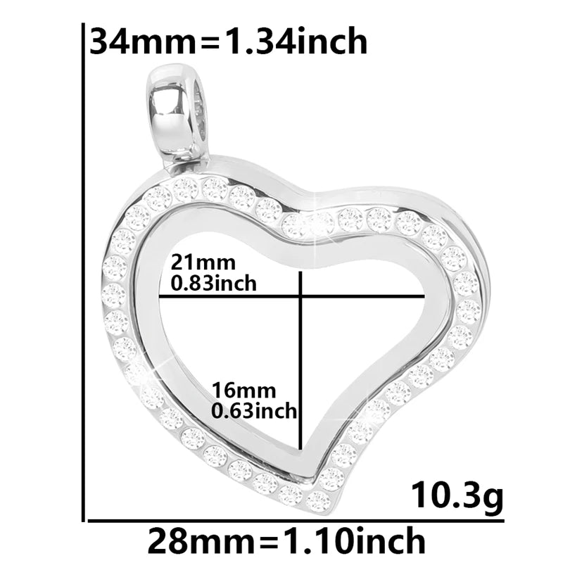 1Pc Punk Heart Round Memory Reliquary Photo Medaillon Pendant Glass Geometric Cremation Ashes Floating Locket кулон Jewelry