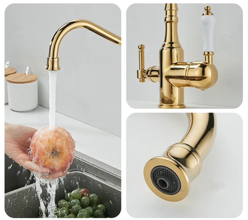 Antique Waterfilter Tap Kitchen Faucet Gold Mixer Drinking Kitchen Purify Faucet Kitchen Sink Tap Water Tap Crane For Kitchen