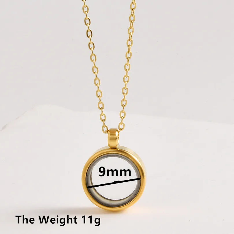 1Pc Inner Size 10-40mm Round Glass Memory Coin Holder Locket Pendant Necklaces Floating Living Relicario Collares Jewelry Bulk