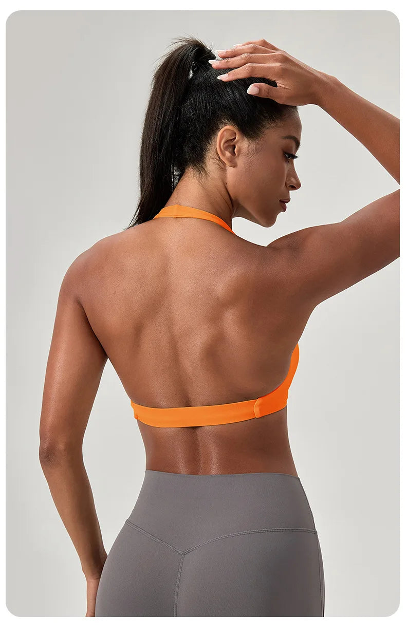YOGA Naked Feeling Strappy Padded Sports Bras for Women - Fitness Workout Top Criss Cross Back Yoga sports Bras No steel ring