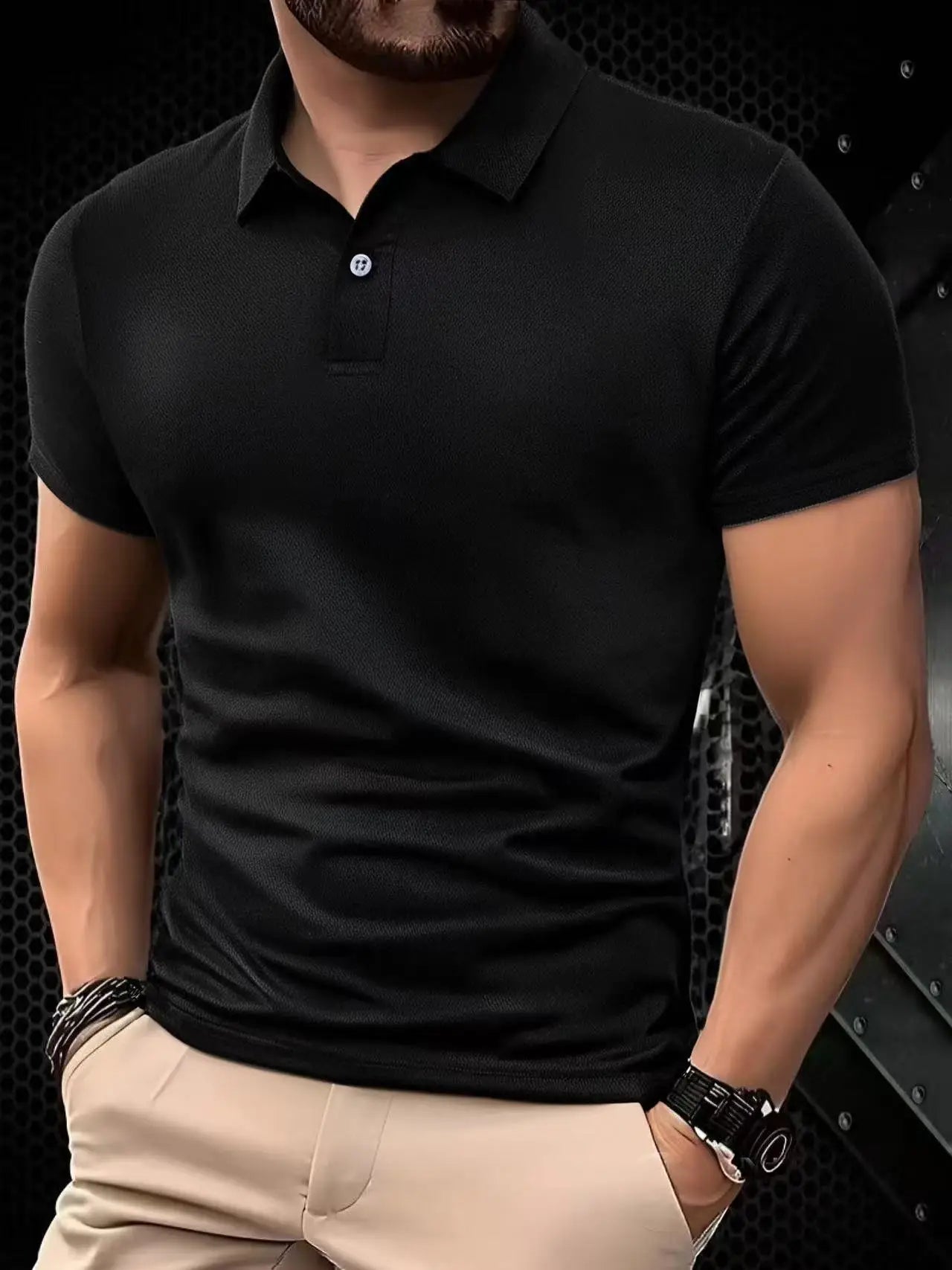 2025 Solid color polo shirt ultra-light men's quick-drying breathable sweat-wicking shirt suitable for fitness gym and running