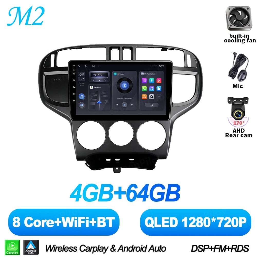 Android 16 For Hyundai Matrix 2001-2010 Car Radio Stereo Head Unit Multimedia Video Player GPS Navigation 2K QLED 9 Inch 5G RDS