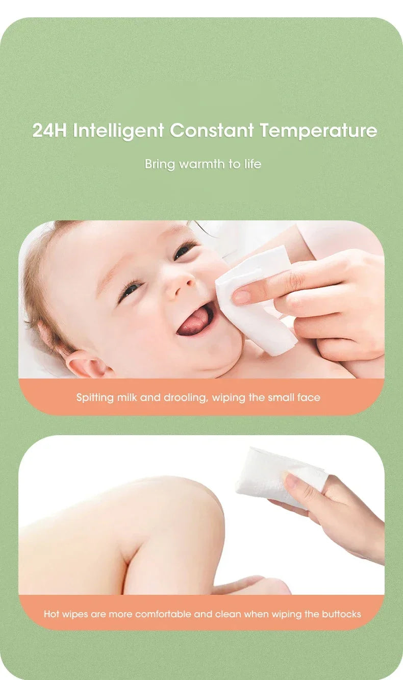 Baby Wet Wipe Heater Warmer with LED Display Wet Towel Dispenser Portable USB Baby Wipe Warmer Napkin Heating Box Home/Car