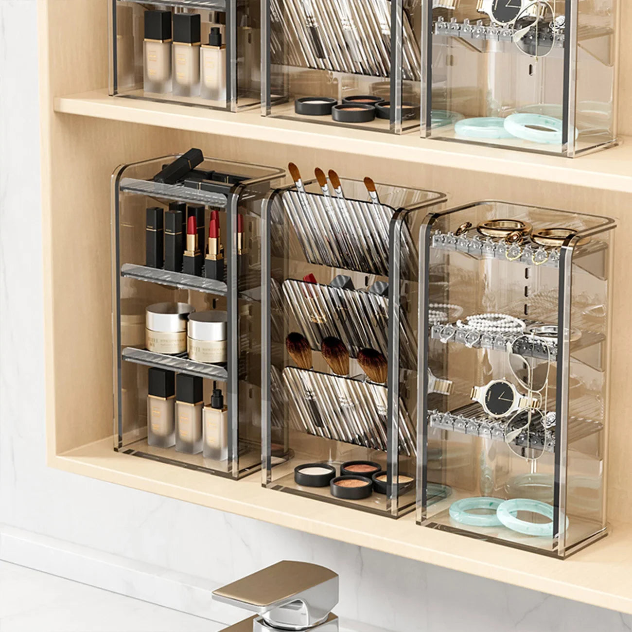 Makeup Organizer Cosmetic Lipstick Jewelry Display Cases Stackable Storage Box Brush Holder Bathroom storage organization