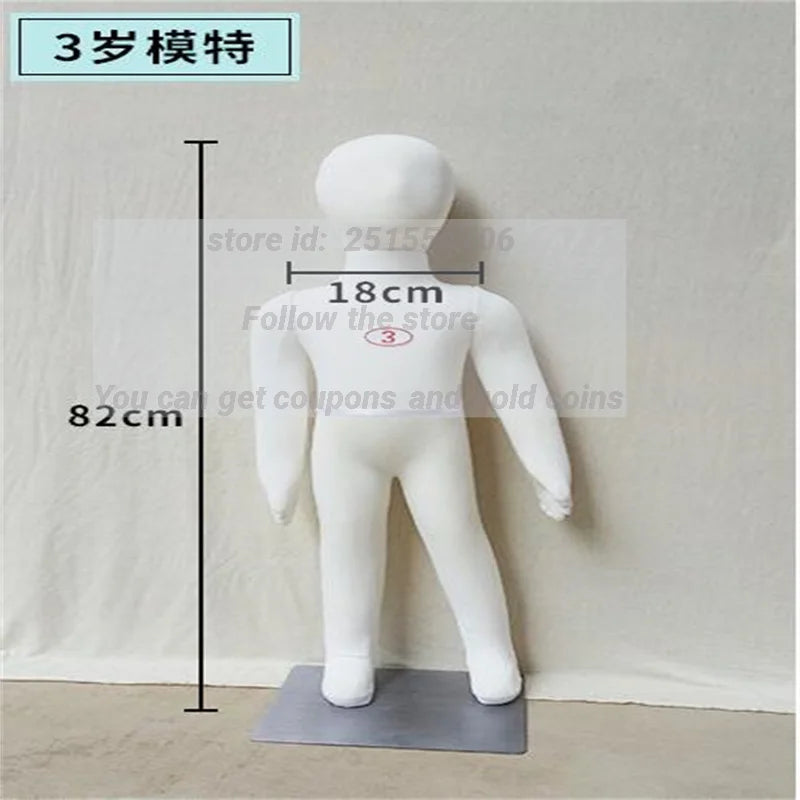 Baby Full Child Hand Mannequins, Soft Body Display, Can Bend with Cotton Fabric, Flexible Cloth, Iron Base, Wholesale, 1-4 Yrs