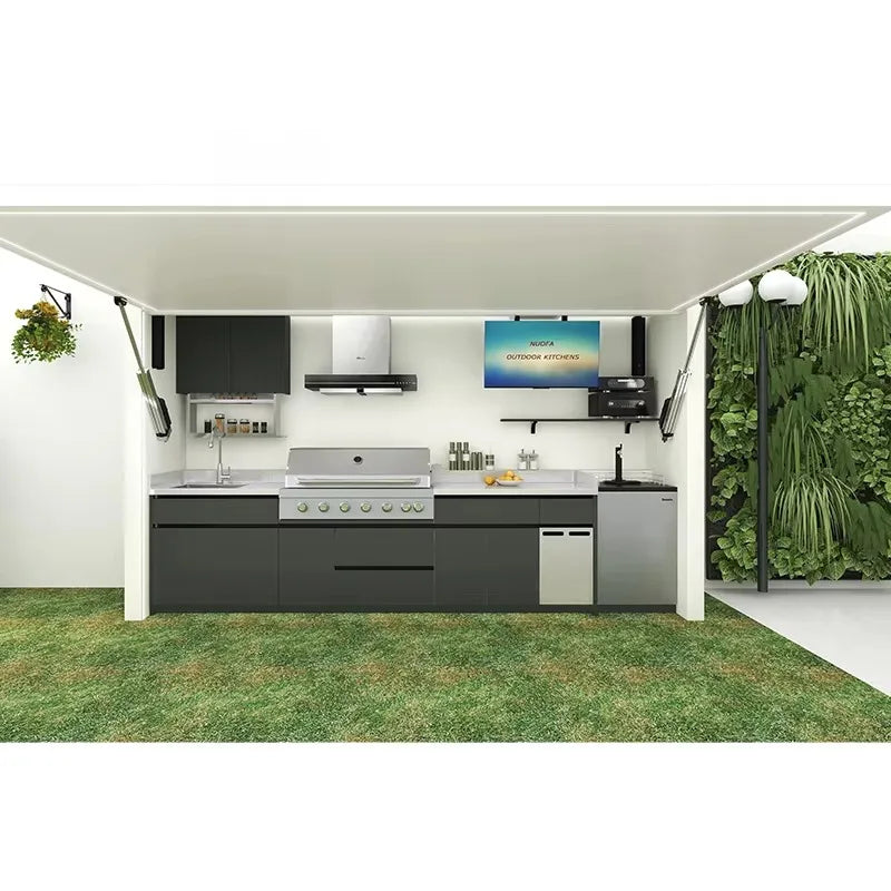 Custom Outdoor Kitchen for Sale BBQ Grill Camping BBQ Kitchen Outdoor Set Outdoor Kitchen Cabinets Island Modern Grey Kitchen