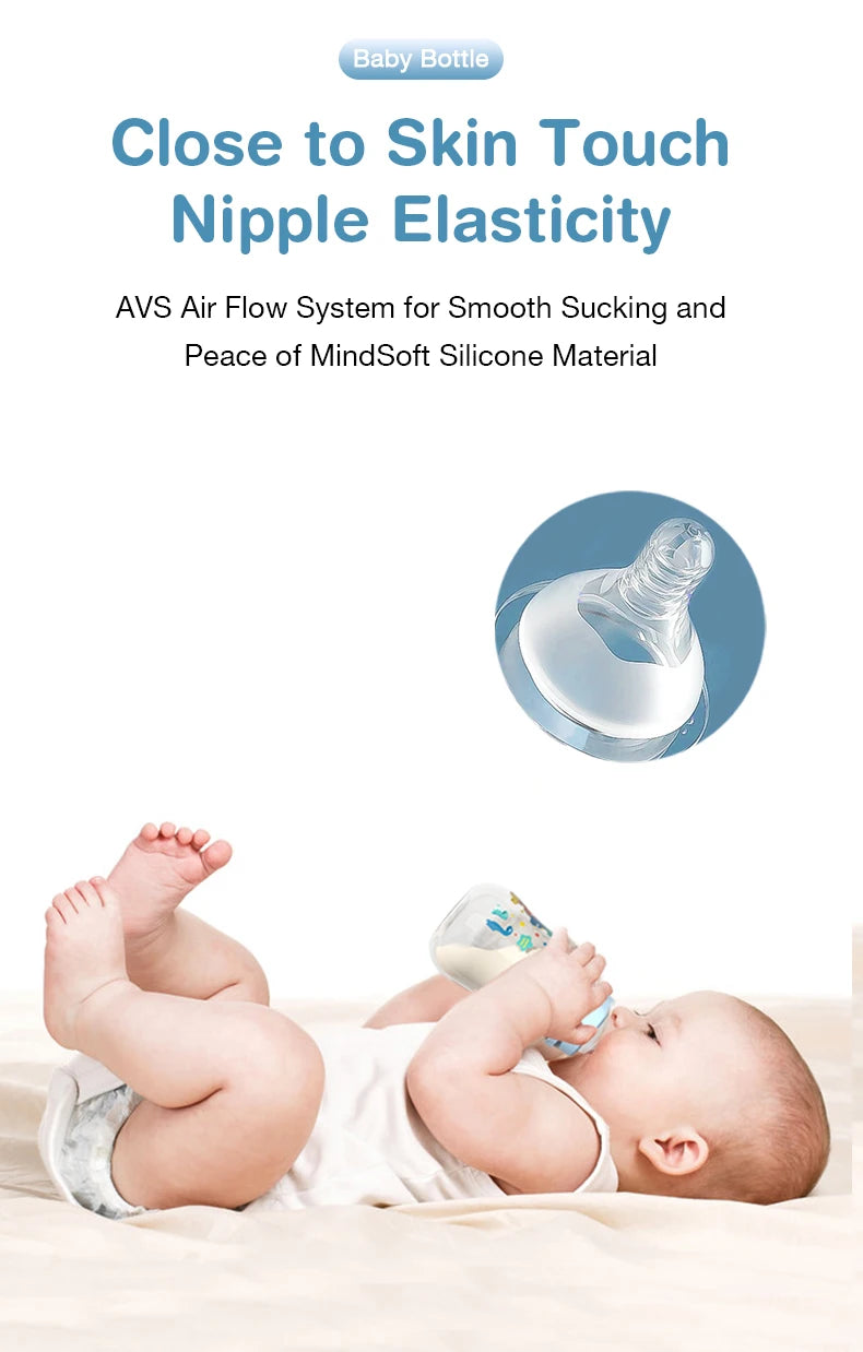 MAMIJOY 0-6 years Baby Bottle 150/240ML Milk Bottle Silicone Pacifier BPA Free Newborn PP Baby Bottles