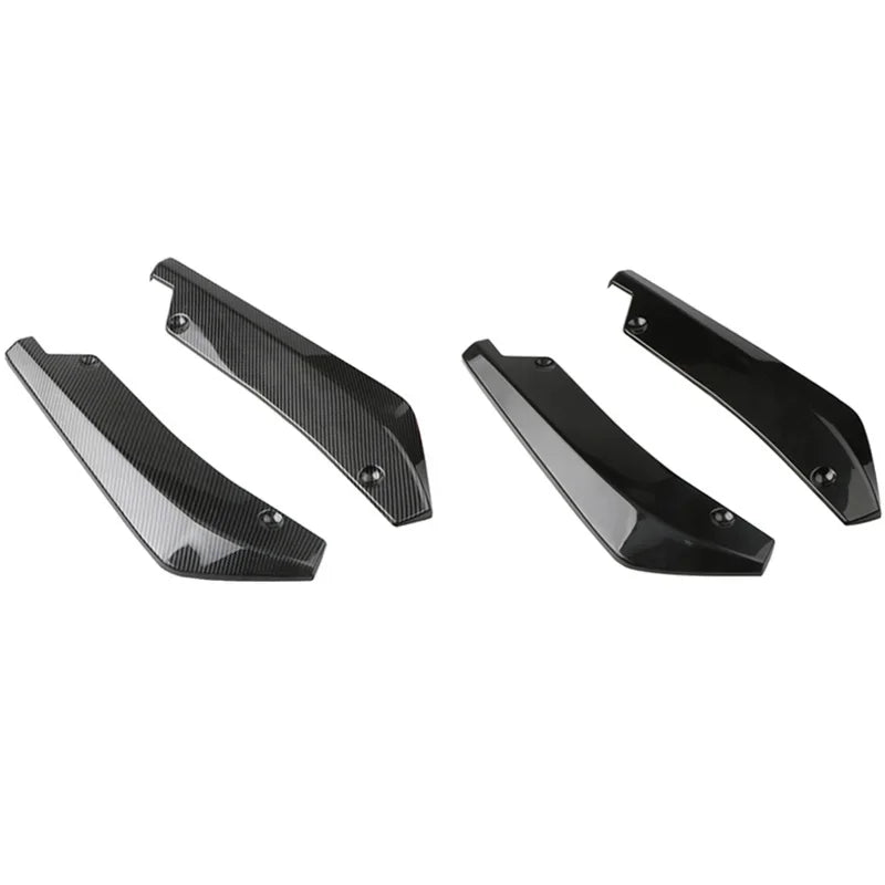 2pcs Universal Car Rear Bumper Lip Diffuser Splitter Spoiler Scratch Protector Black Carbon Fiber Rear Lip Wrap Angle Splitters