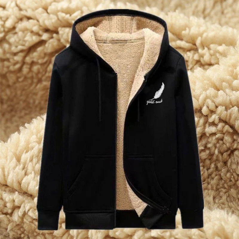2025 Winter Windproof Hoodie - Men's Sherpa Lined Sweatshirt Thermal Zip Up Outerwear Streetwear S-5XL