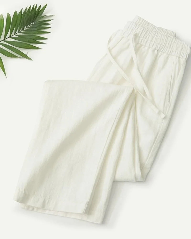 M-4XL Men's Cotton Linen Streetwear Pants Casual Loose Fit Summer Sweatpants Breathable Comfortable Long Trousers Home