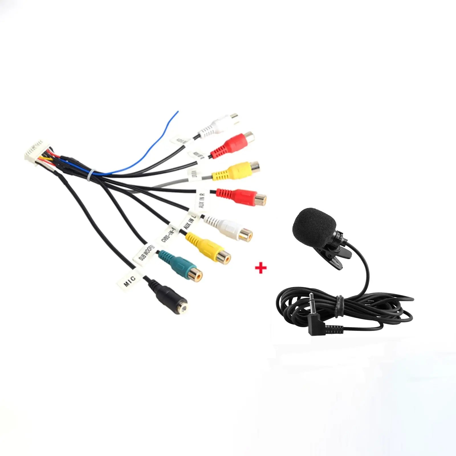 ESSGOO Car Radio 3.5mm Microphone Subwoofer Wires Mic 20 Pin RCA Cable For Android Stereo Output Subwoofer Kit