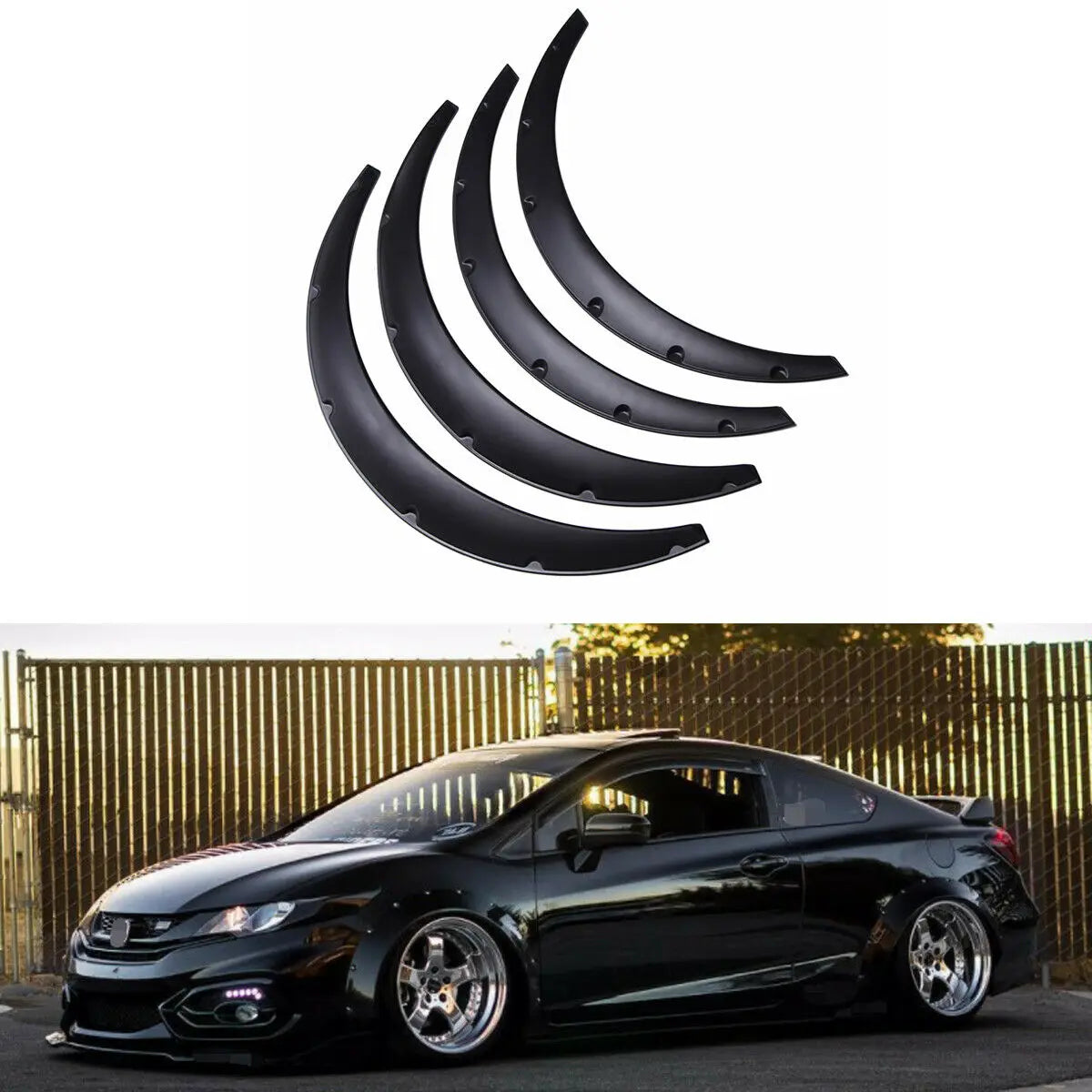 4Pcs 2 Size Universal Flexible Car Mudguards Mud Splash Guards Mud Flaps Fender Flares Extra Wide Body Wheel Arches