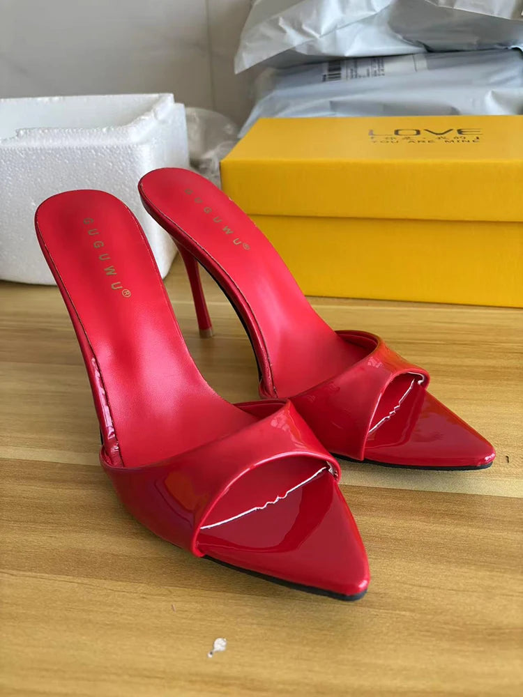 Nightclub Fashion Thin High Heel Summer Women Slippers Fashion Peep Toe Dress Slides Ladies Sexy Stripper Party Sandals